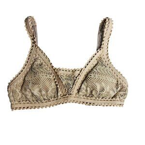 NWOT‎ BECCA By Rebecca Virtue Boho Crochet Bikini Top Tie Back Adjustable S